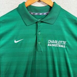 Nike Dri-Fit Charlotte 49ers Basketball Green Performance Polo Shirt Men LG NCAA